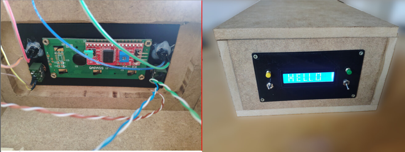 Image of the front panel with the LCD and control elements in operation